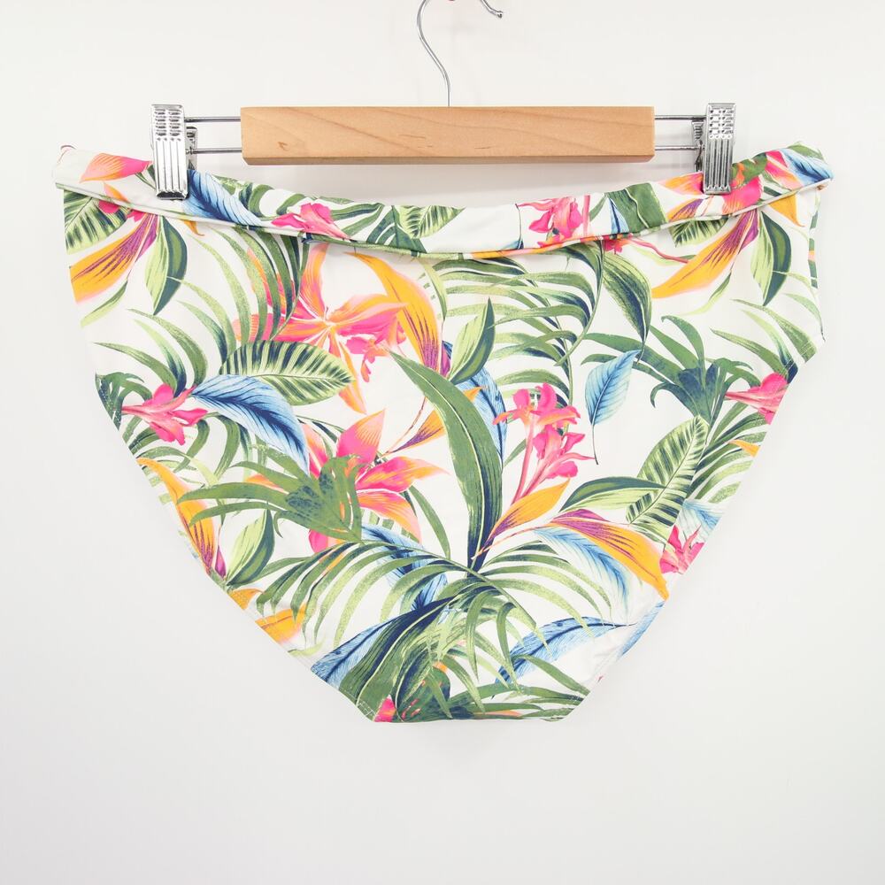 Liz Claiborne Bikini Bottoms Green White Tropical Beach Floral Palm Leaf XXL - Picture 9 of 9